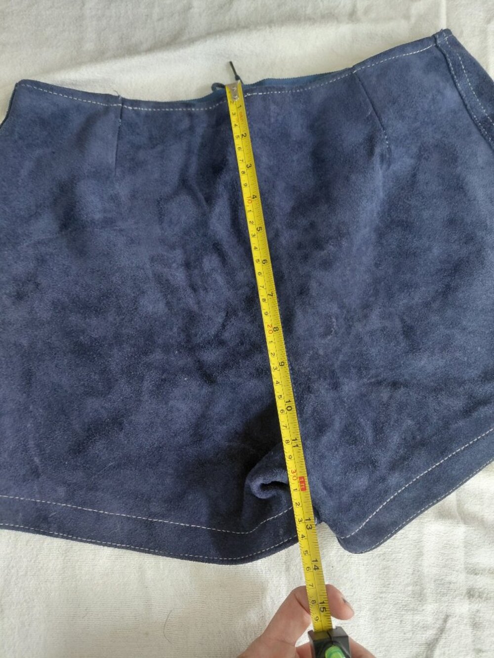 Vintage 60s 70s REAL Blue Suede Lace Up Hot Pants Grommet Shorts - Picture 6 of 12